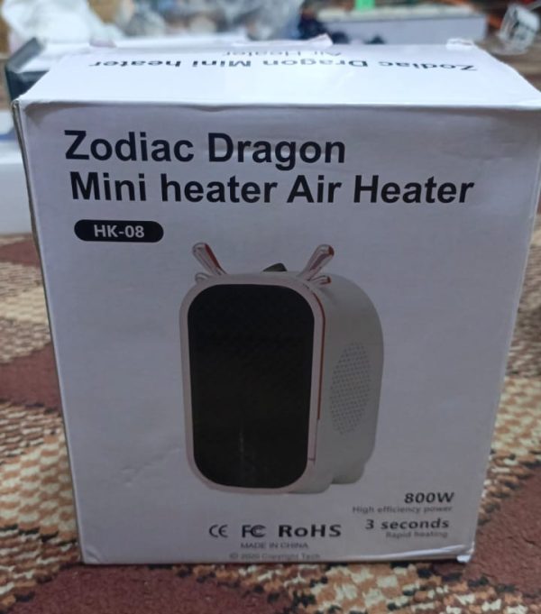 Zodiac Dragon Mini Portable Electric Desk Air Heater For Room, Small Tabletop Fan – 800w (random Color)